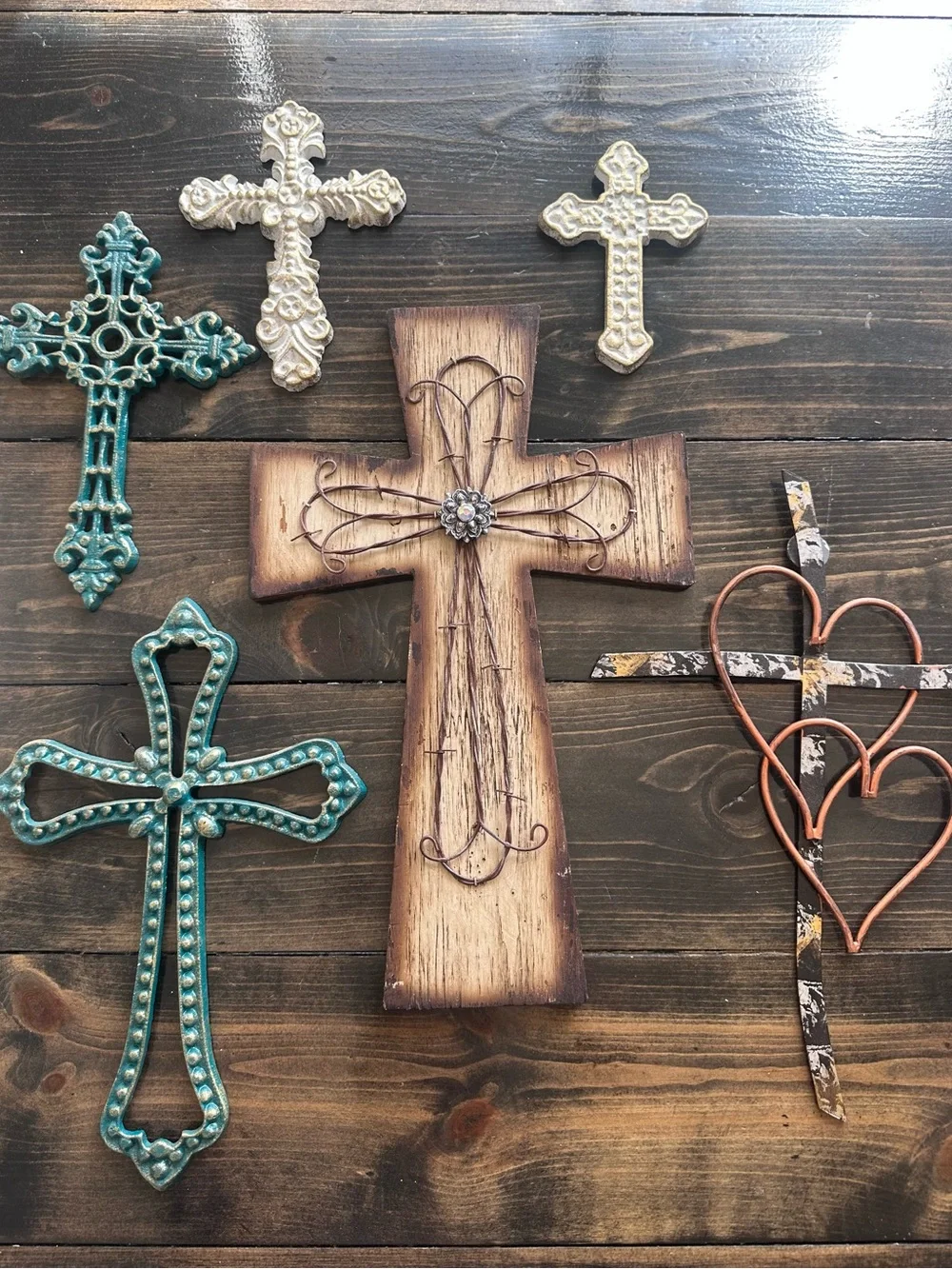 Set of 6!!! Wall art. Decorative crosses.